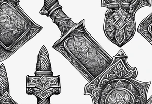 Valhalla sword stairs axe tattoo idea