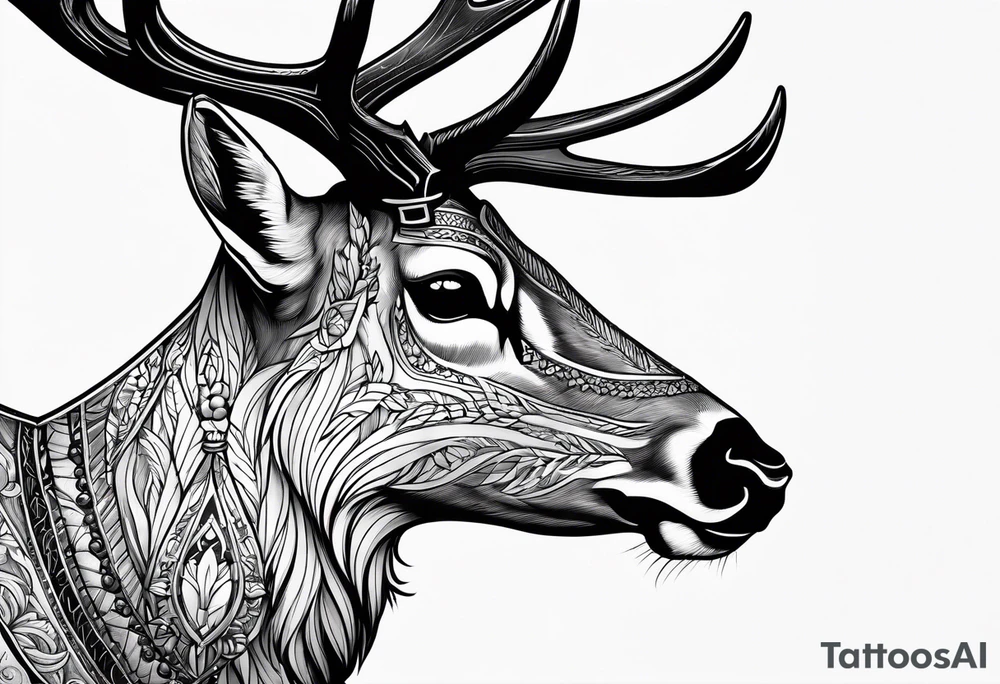 Recurve bow hunting deer tattoo idea