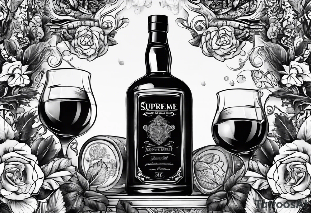 Imported supreme blend whiskey tattoo idea