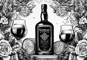 Imported supreme blend whiskey tattoo idea