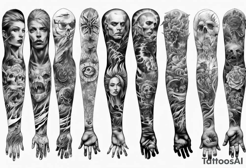 mens full arm tattoo idea