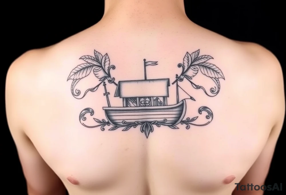 Polynesian noah’s ark tattoo chest piece tattoo idea