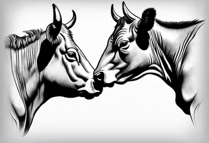two cow fighting with each other tattoo idea