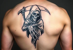 Simple grim reaper with his hand reached out to hold tattoo idea