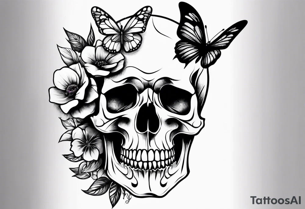 Floral skull butterfly survivor shoulder tattoo half sleeve tattoo idea