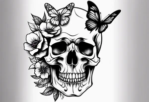Floral skull butterfly survivor shoulder tattoo half sleeve tattoo idea