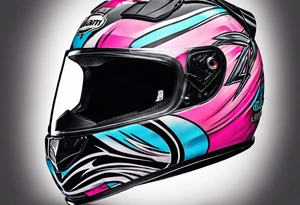 Formula 1 one helment inspired in Miami with black pink and light blue colors tattoo idea