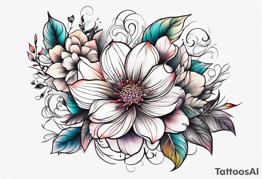 Summer floral tattoo idea