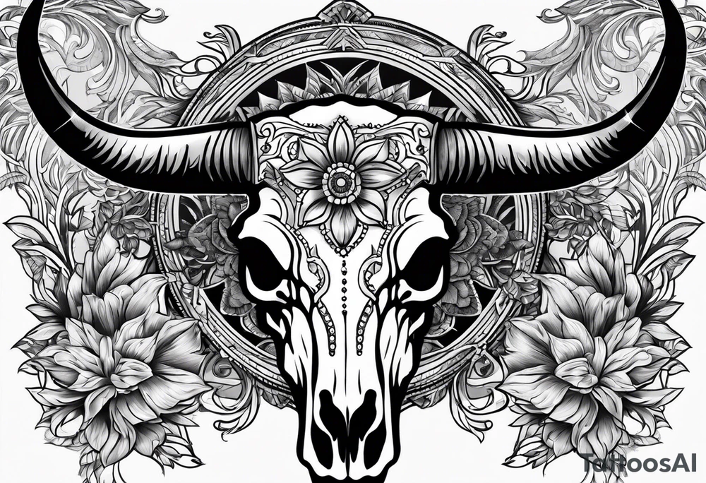 longhorn skull tattoo idea