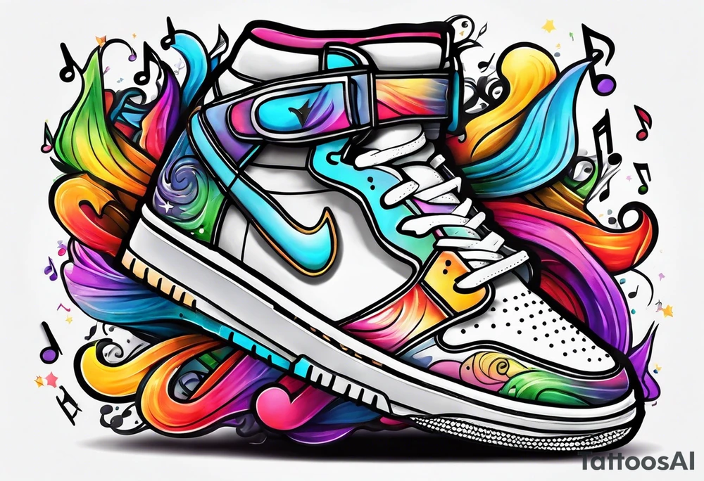 gay symbol , sneakers and music notes tattoo idea