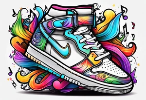 gay symbol , sneakers and music notes tattoo idea