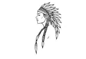 Female Native American side pose tattoo idea