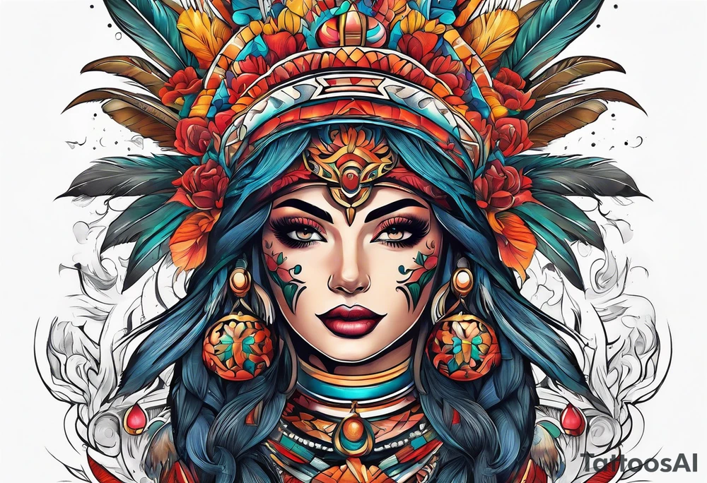 Arm sleeve inspired by Mexican American imagery and space tattoo idea