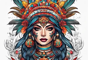 Arm sleeve inspired by Mexican American imagery and space tattoo idea