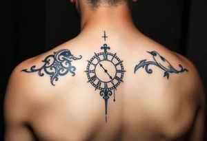 Japanese style tattoo  with a clock tattoo idea