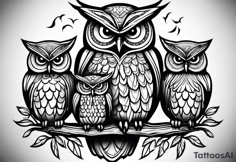 Owl family tattoo idea