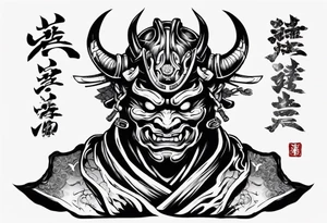 Japanese oni mask samurai tattoo idea