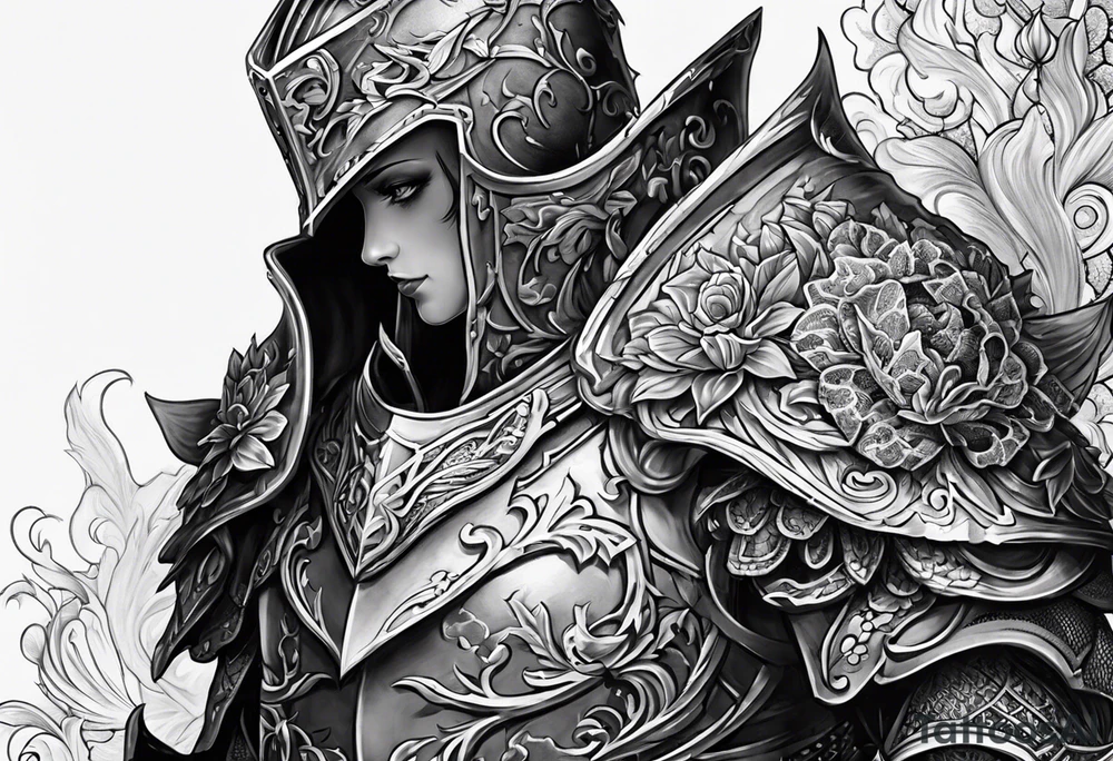 ripped lace over armor tattoo idea