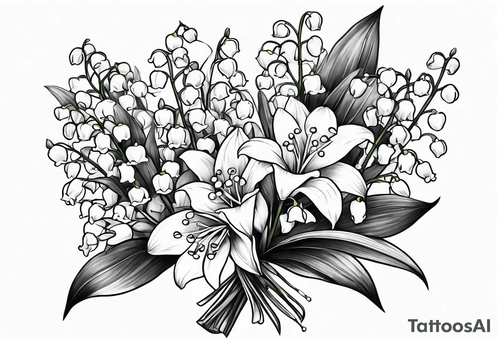 Lily of the valley Flower bouquet. Fine lines tattoo idea