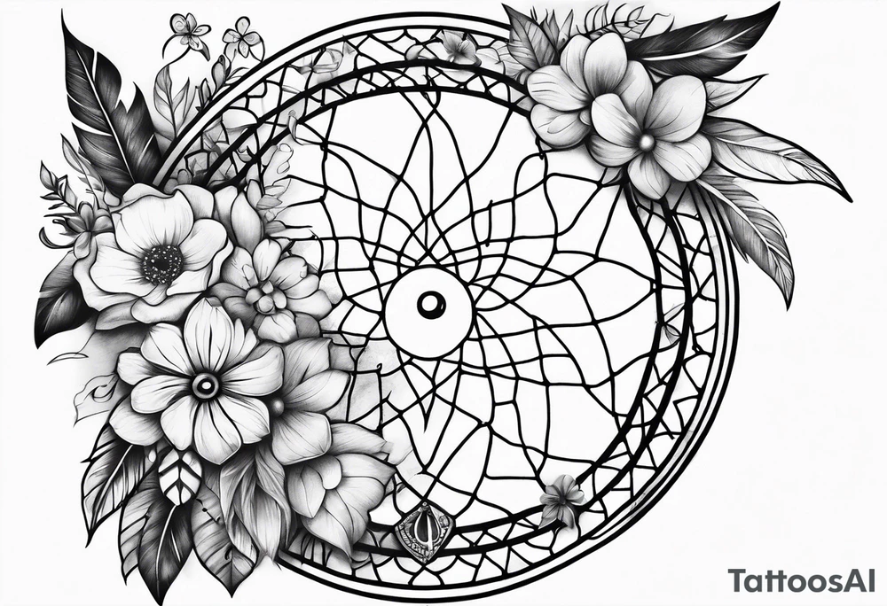 Dream catcher with flowers tattoo idea