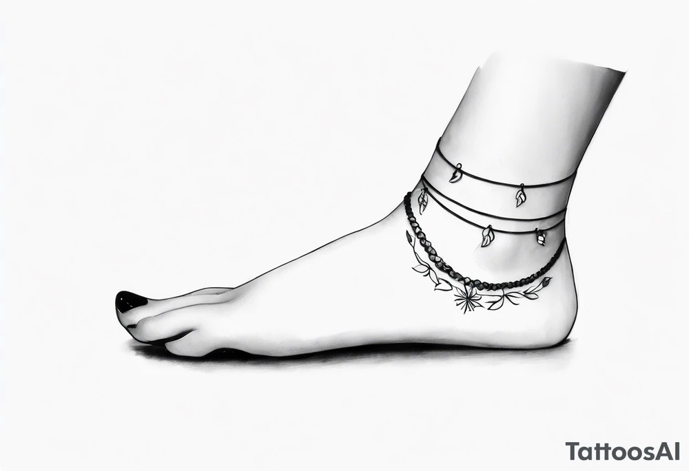 realistic feminine ankle bracelet tattoo tattoo idea