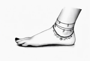 realistic feminine ankle bracelet tattoo tattoo idea