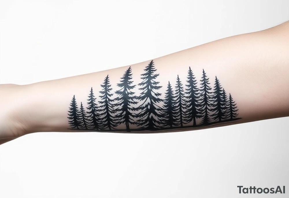 Coniferous forest forearm tattoo sleeve tattoo idea