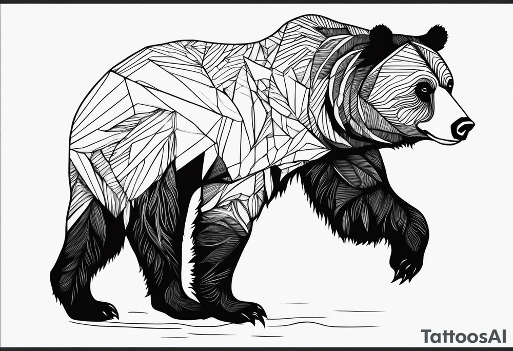 Grizzly bear full body tattoo idea