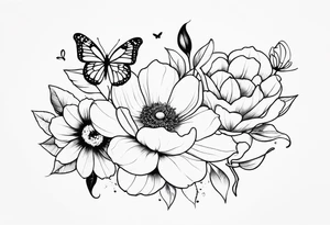 flowers and butterflies tattoo idea