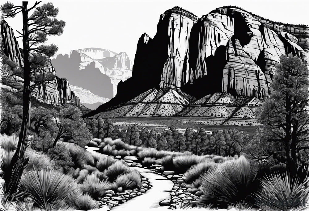 Couple hiking, zion national park tattoo idea
