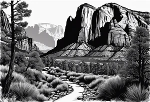 Couple hiking, zion national park tattoo idea