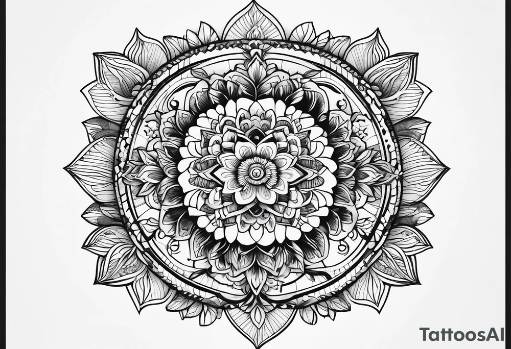 mandala with flowers tattoo idea