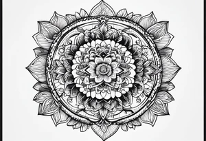 mandala with flowers tattoo idea