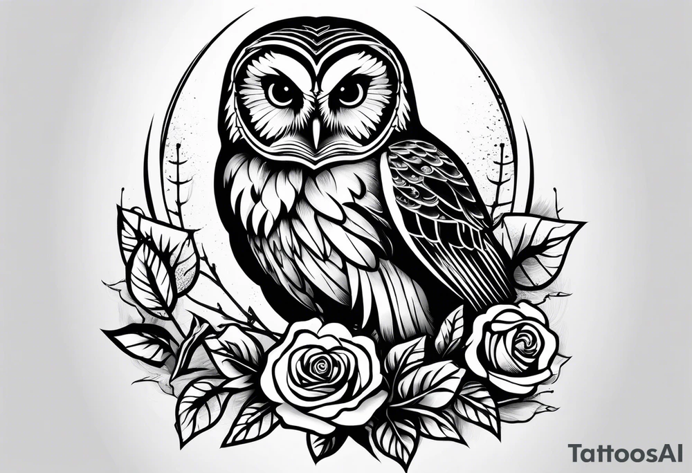 Barred owl and a rose tattoo idea