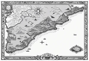 hawaiian style map of hawaii tattoo idea