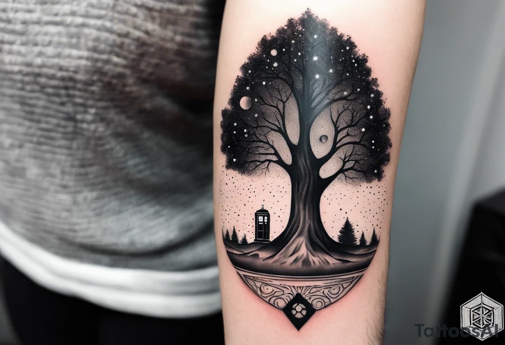Tree with Star wars and a tardis tattoo idea