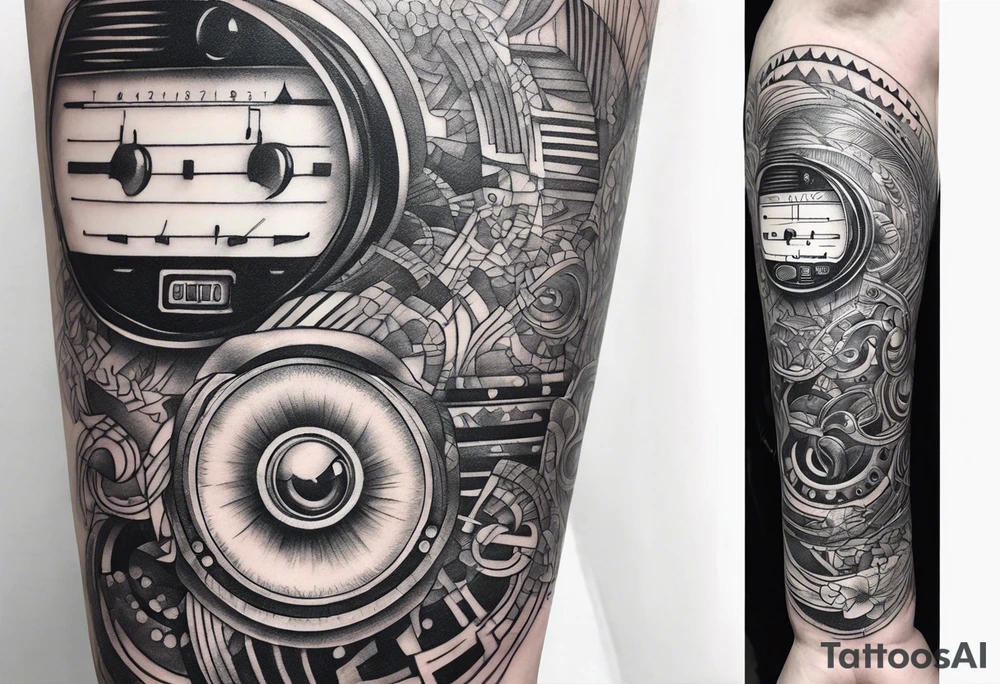A forearm tattoo about electronic music tattoo idea