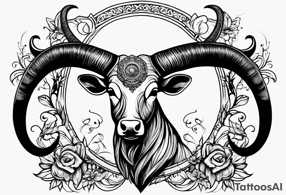 horns with date incorporated 04-02-85 tattoo idea