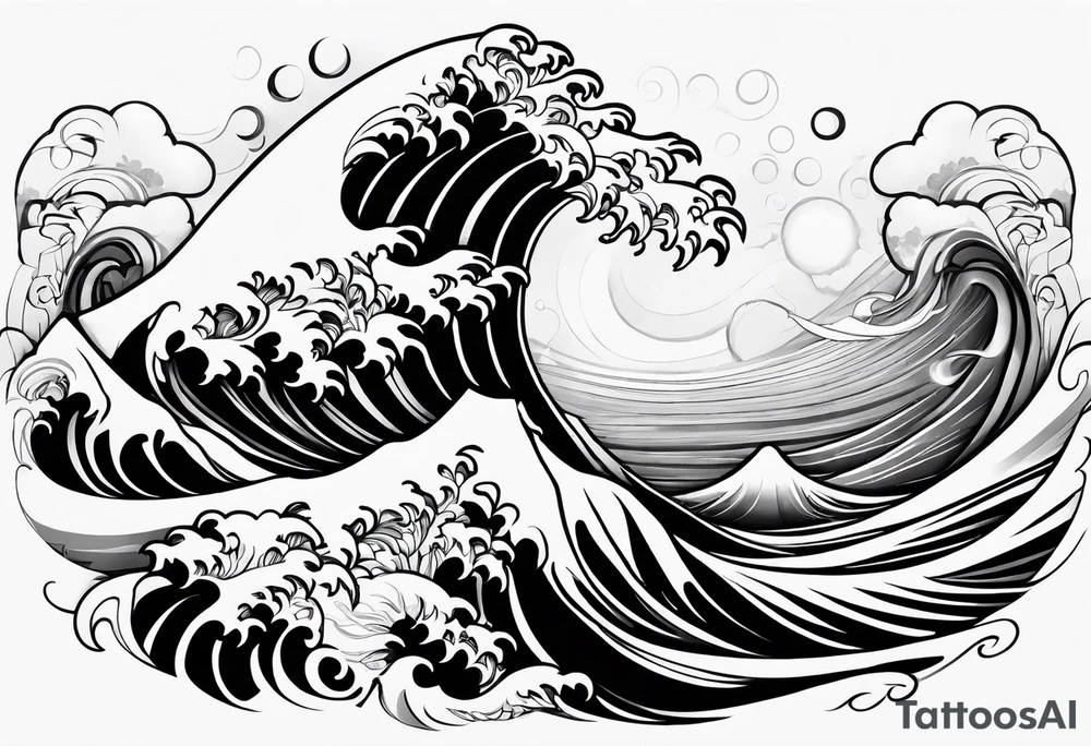 swirly tsunami tattoo idea