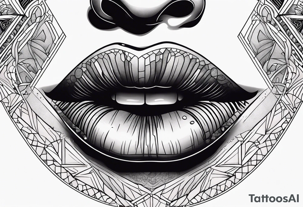 Lips with Lilith moon tattoo idea