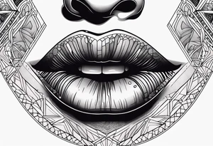 Lips with Lilith moon tattoo idea