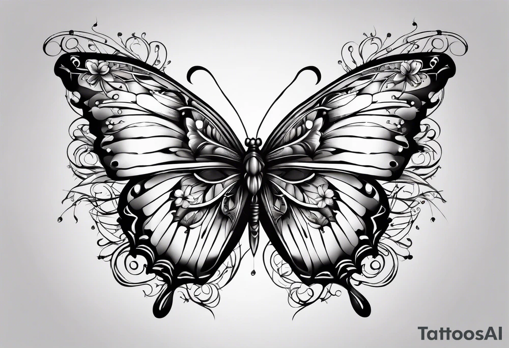 Butterfly with thorns tattoo idea