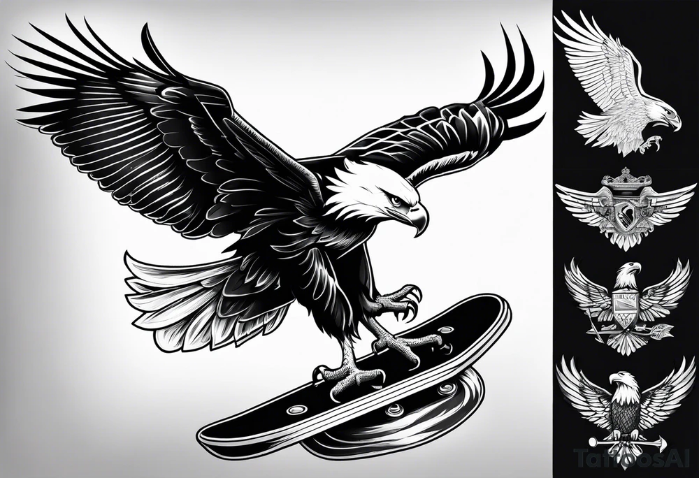 skatboarding eagle tattoo idea