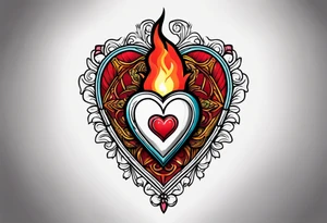 sacred heart vintage traditional tattoo fire tattoo idea