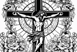 Jesus cross made from many hearts tattoo idea