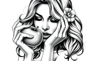 Beautiful  seductive woman eating an apple tattoo idea