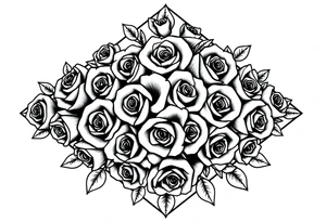 A lot of small red roses in a diamond shape tattoo idea