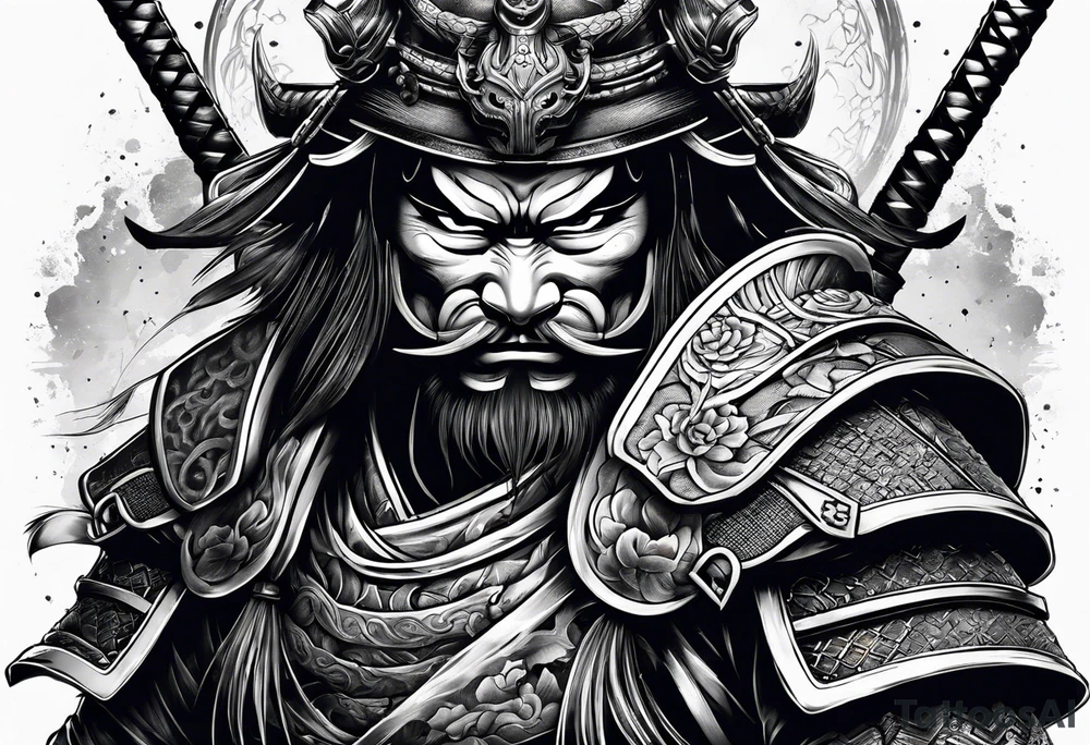 Samurai with an oni mask tattoo idea