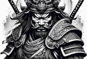 Samurai with an oni mask tattoo idea