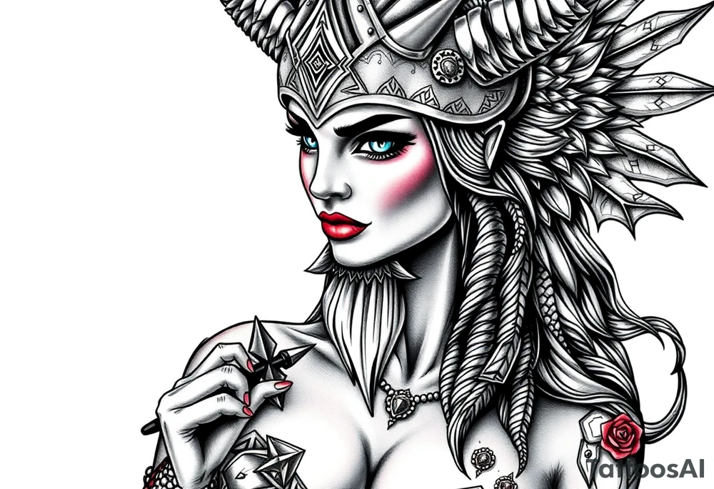 Viking goddess sexy full body Gothic tattoo idea